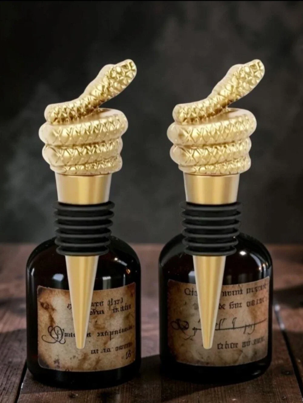 Threshold Brand Elegant Gold Snake Bottle Stoppers 2-Pc Set Halloween collection
